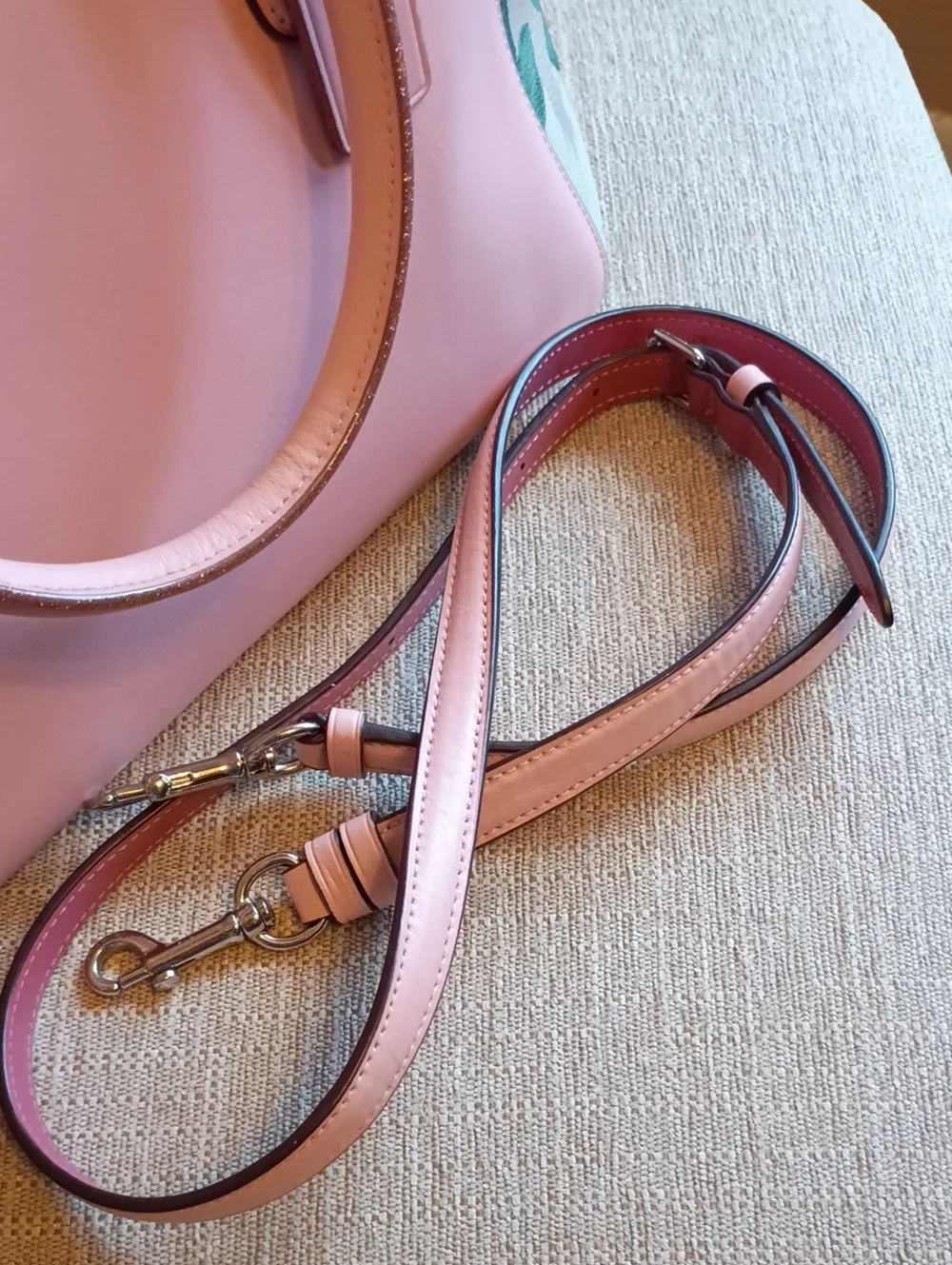 Coach Margo Pink Rose Print Carryall leather Satchel